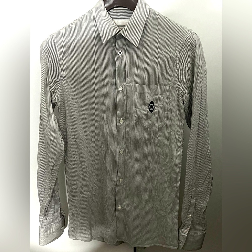 Alexander Mcqueen Men’s silk dress shirt w/ embroidered skull size 44